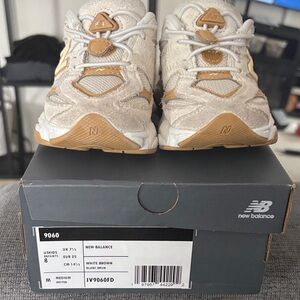 New Balance 9060 Kids' White and Brown Sneakers